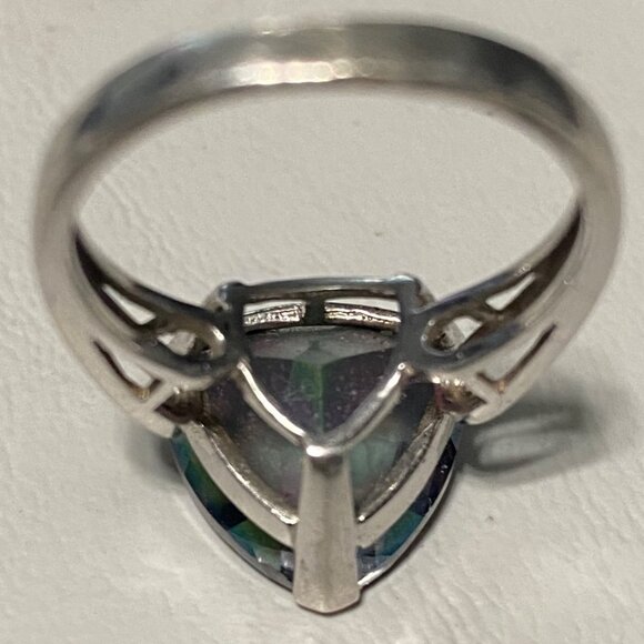 Spinel Trillion Cut Ring Size 6.5 6.91 ct. 14mm Faceted Triangle Sterling Silver - Picture 9 of 16